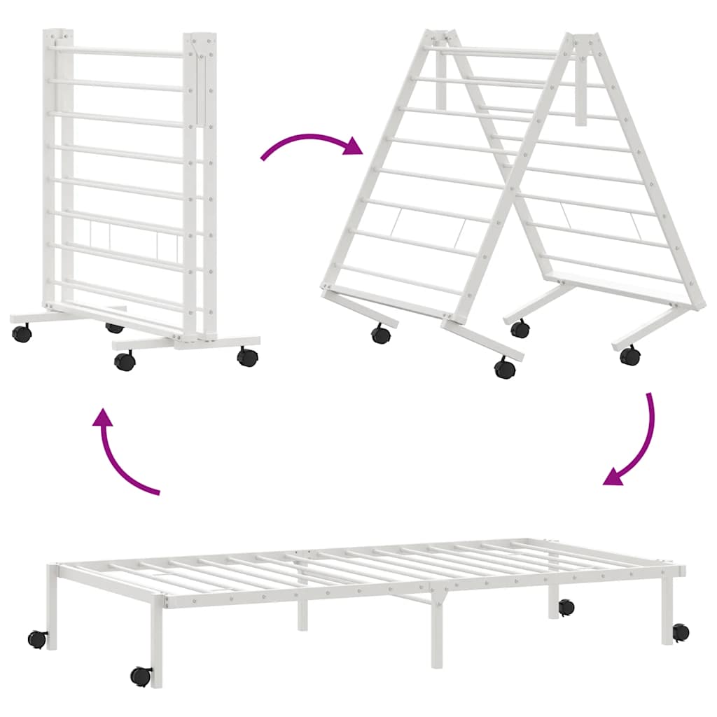 Bed Frame without Mattress Foldable White 100x190 cm Steel