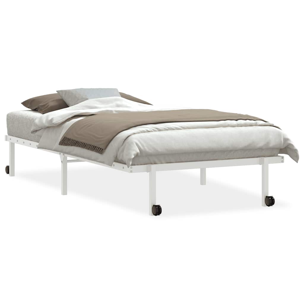 Bed Frame without Mattress Foldable White 100x200 cm Steel