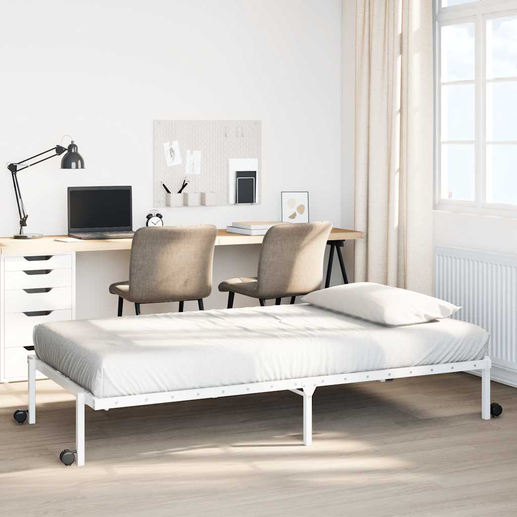 Bed Frame without Mattress Foldable White 100x200 cm Steel