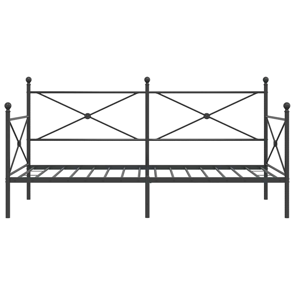 Day Bed without Mattress Black 100x190 cm Steel