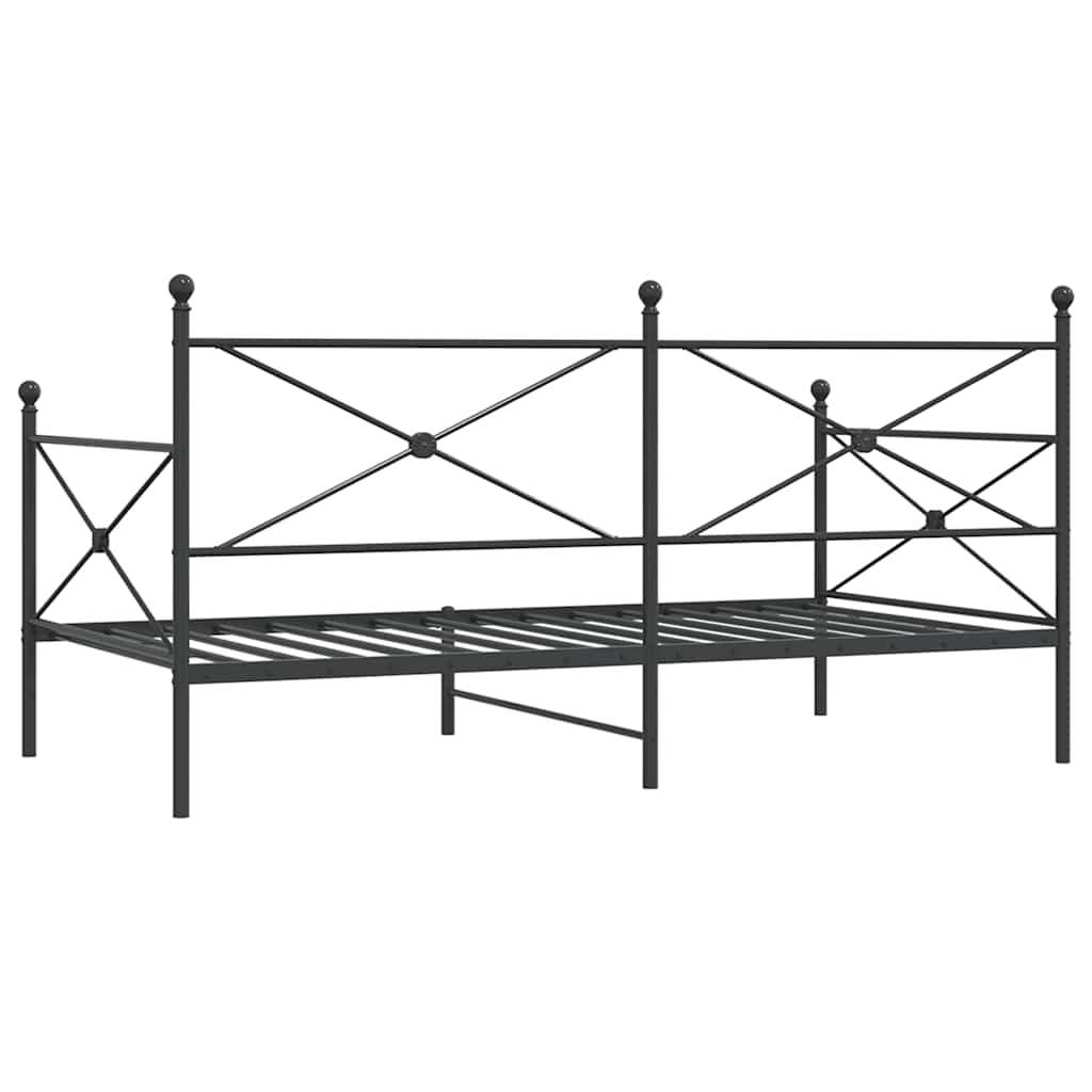 Day Bed without Mattress Black 100x190 cm Steel