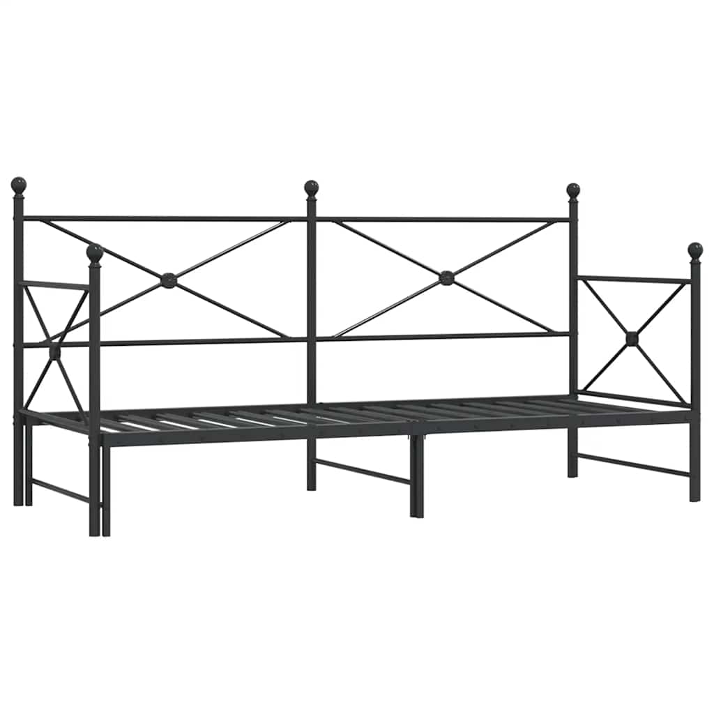 Daybed with Trundle without Mattress Black 90x200 cm Steel