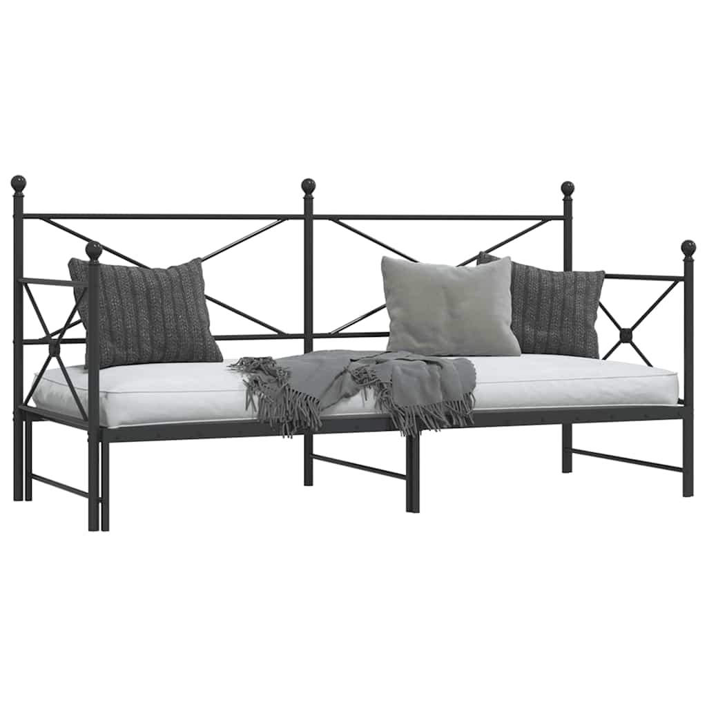 Daybed with Trundle without Mattress Black 90x200 cm Steel