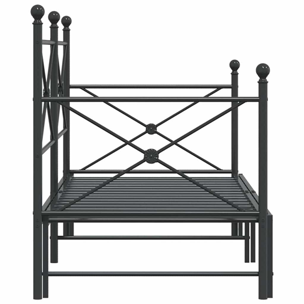 Daybed with Trundle without Mattress Black 90x200 cm Steel