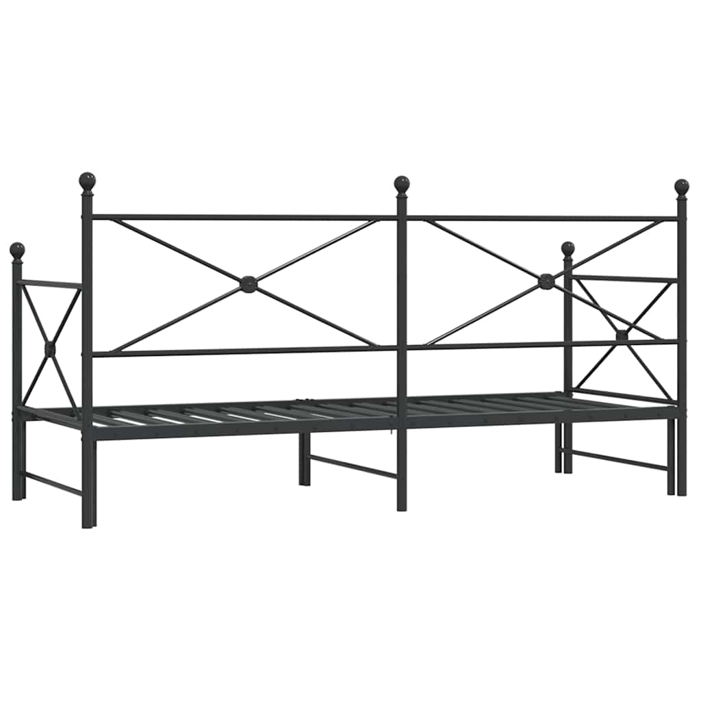 Daybed with Trundle without Mattress Black 90x200 cm Steel