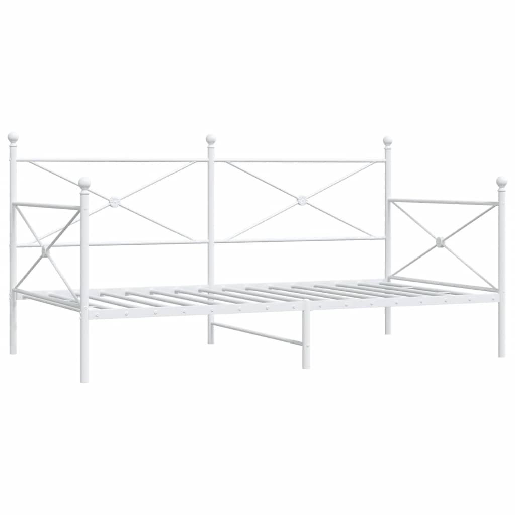 Day Bed without Mattress White 100x190 cm Steel