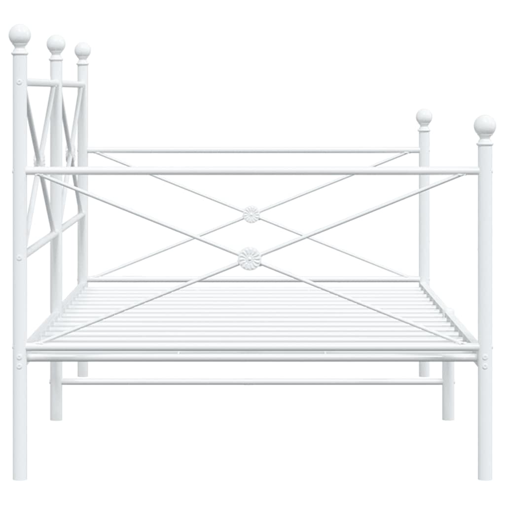 Day Bed without Mattress White 100x190 cm Steel