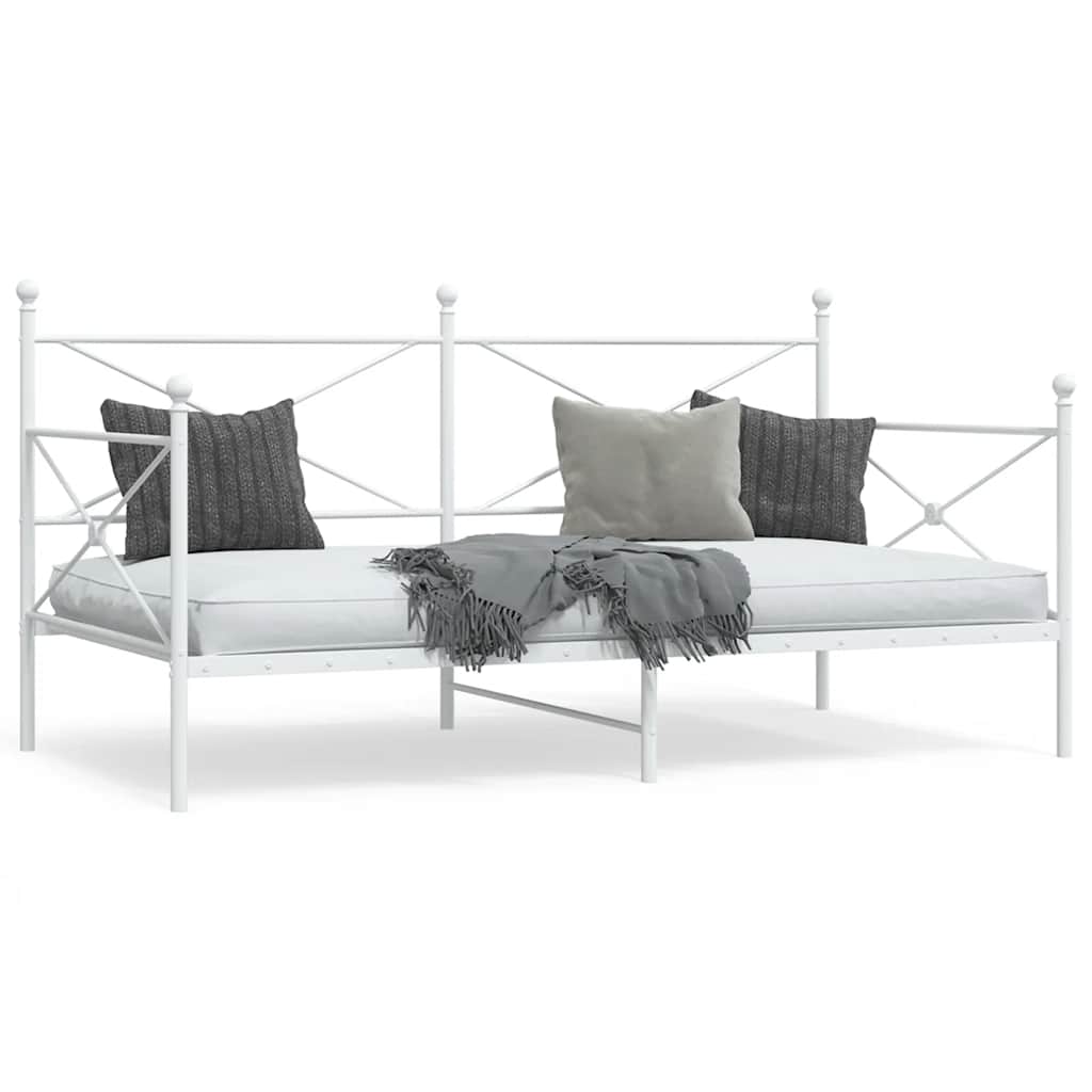 Day Bed without Mattress White 100x190 cm Steel
