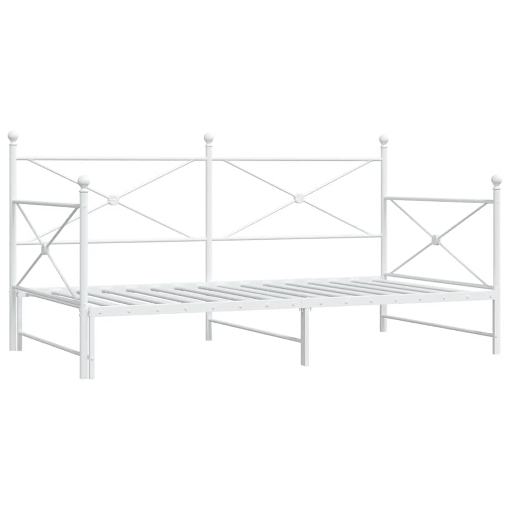 Daybed with Trundle without Mattress White 100x190 cm Steel