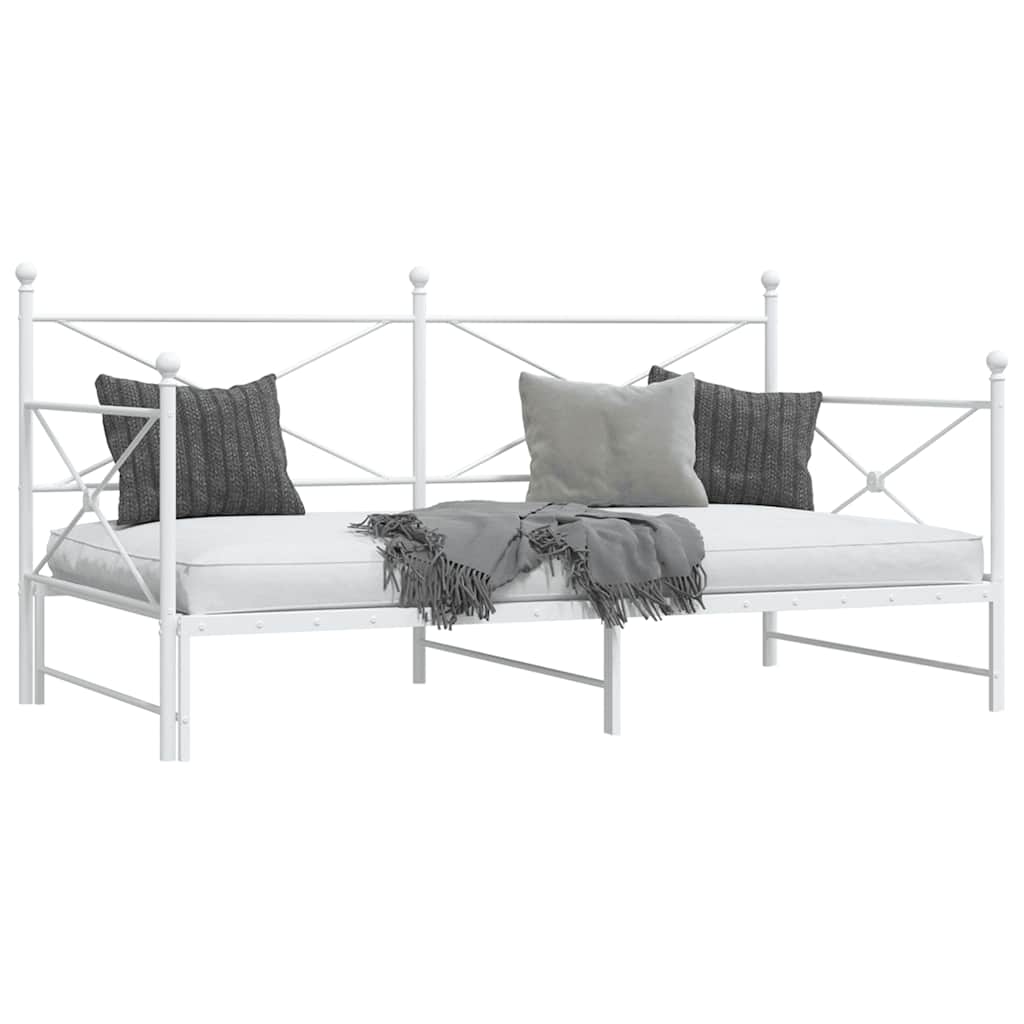 Daybed with Trundle without Mattress White 100x190 cm Steel