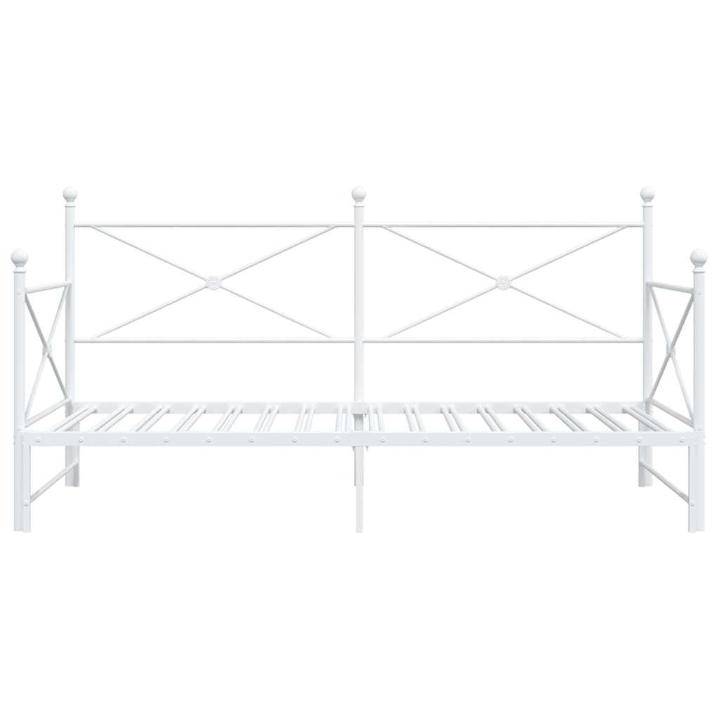 Daybed with Trundle without Mattress White 100x190 cm Steel