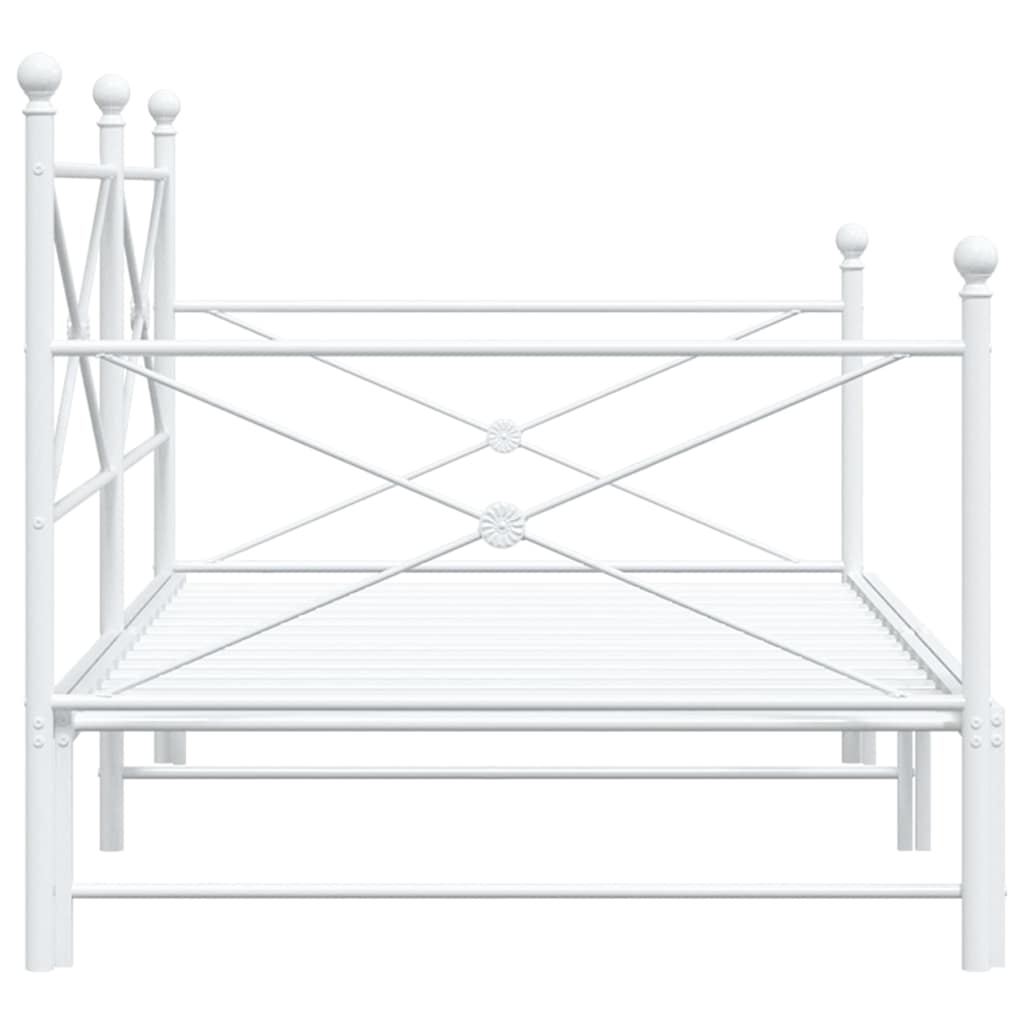 Daybed with Trundle without Mattress White 100x190 cm Steel