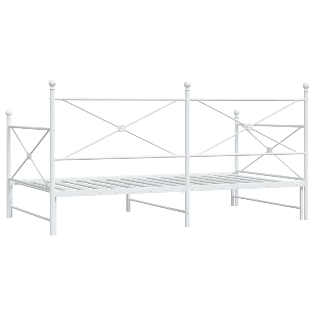 Daybed with Trundle without Mattress White 100x190 cm Steel