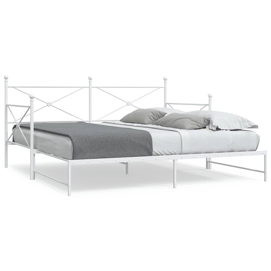 Daybed with Trundle without Mattress White 100x190 cm Steel