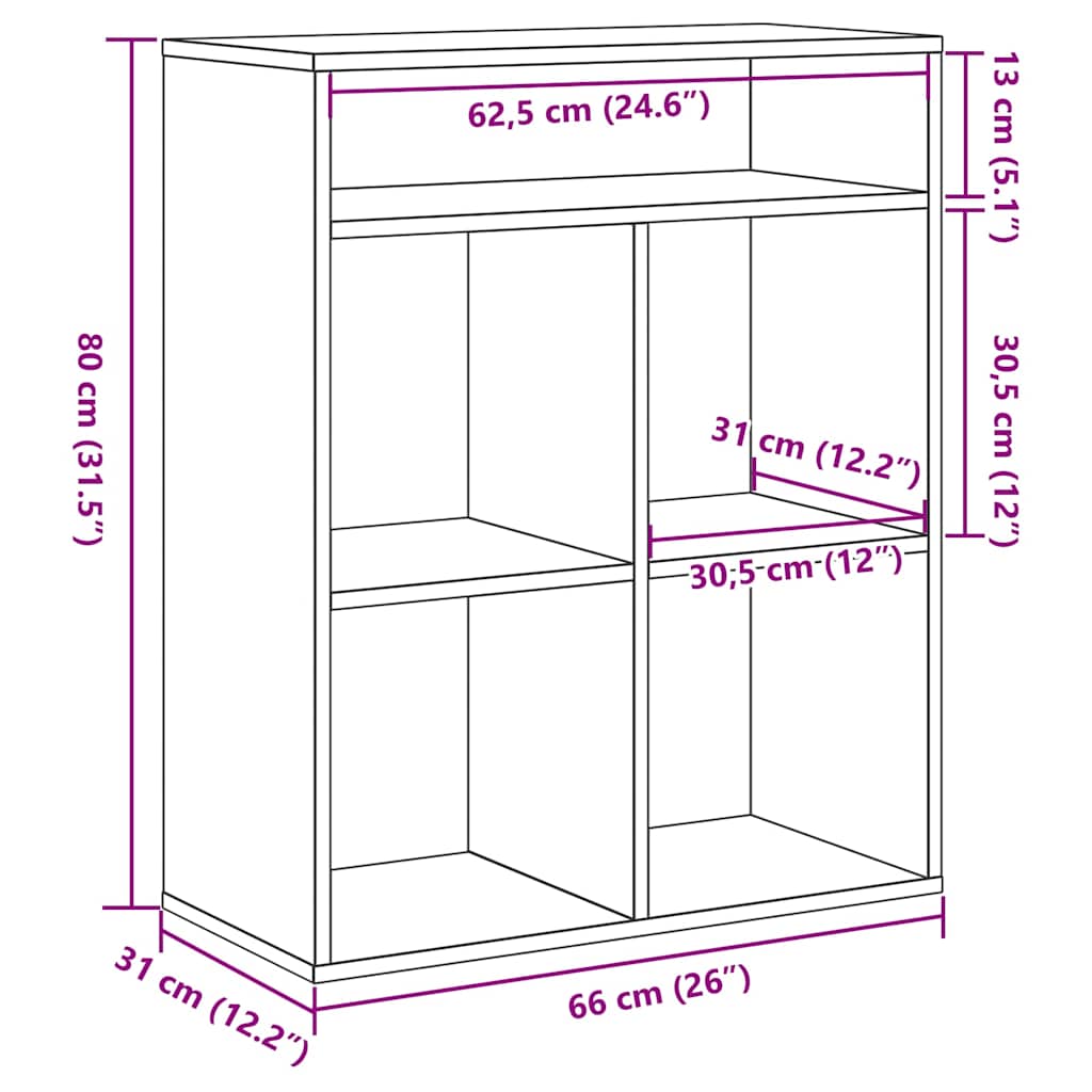 Book Cabinet Concrete Grey 66x31x80 cm Engineered Wood
