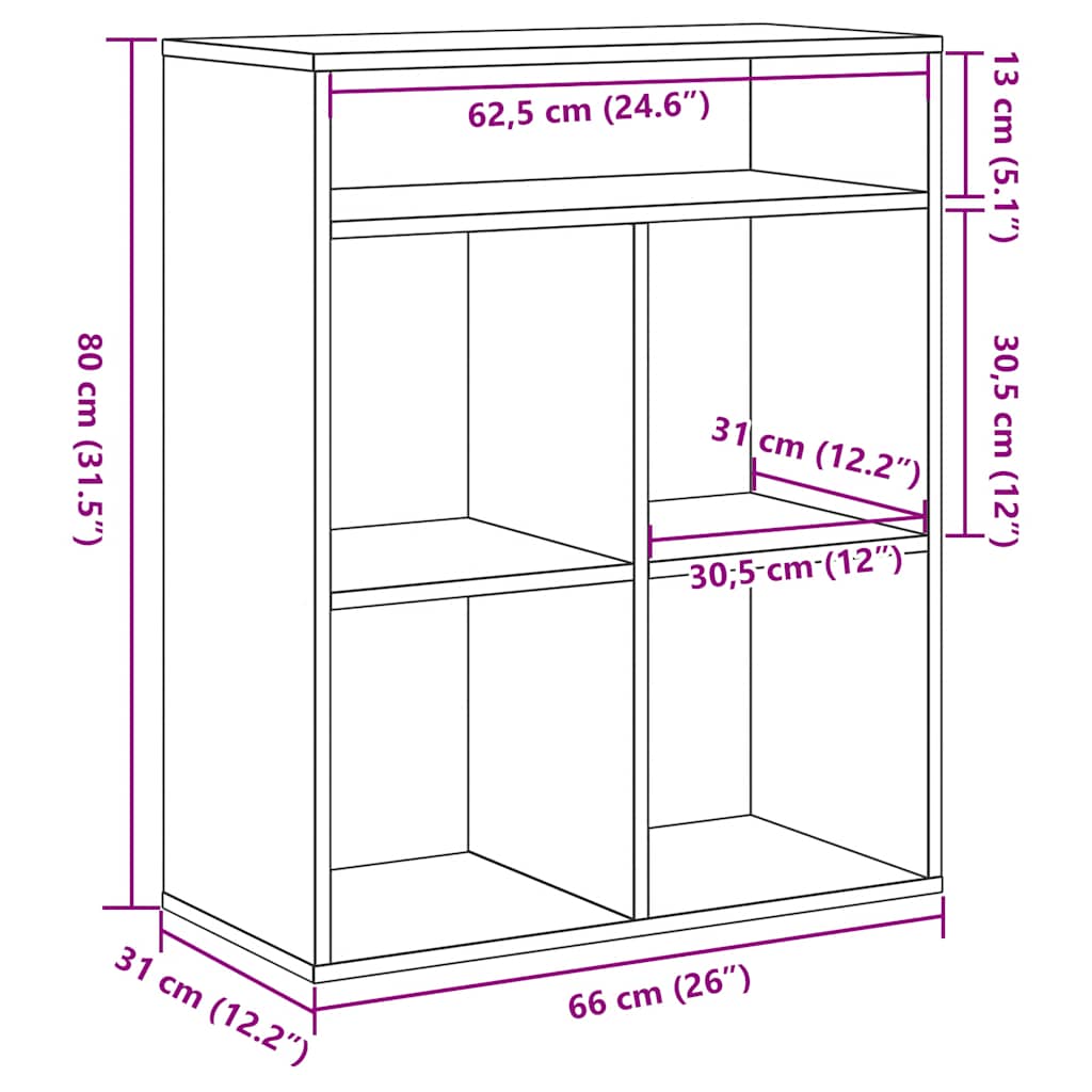 Book Cabinet Old Wood 66x31x80 cm Engineered Wood