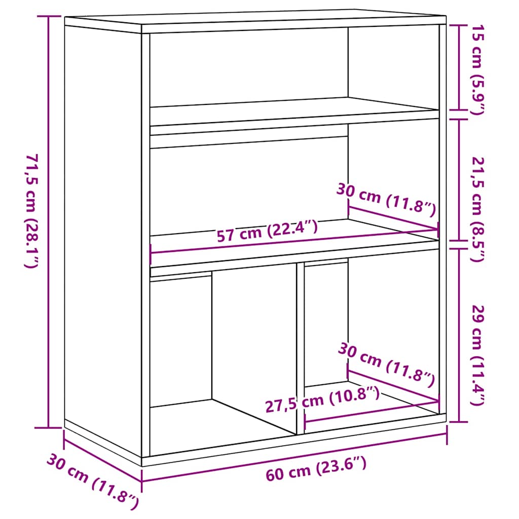 Book Cabinet Black 60x30x71.5 cm Engineered Wood