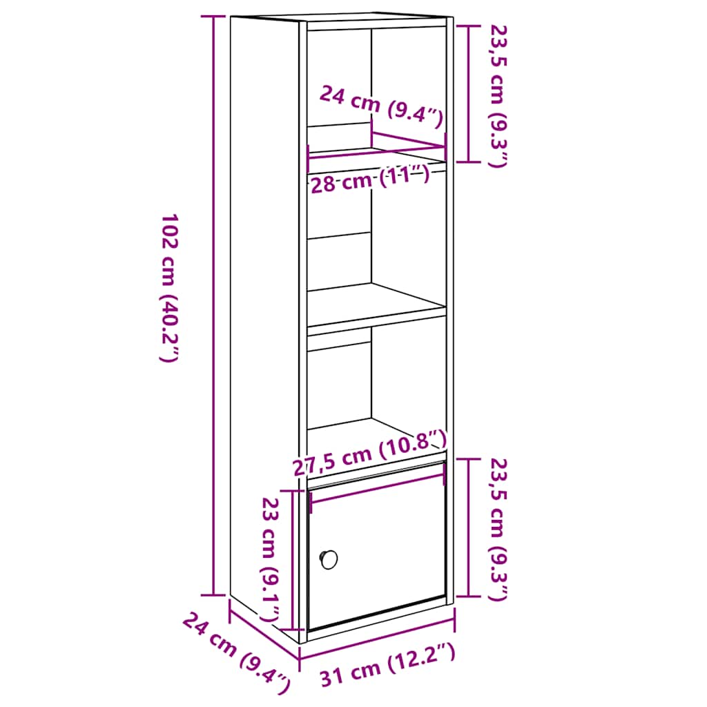 Bookcase Artisan Oak 31x24x102 cm Engineered Wood