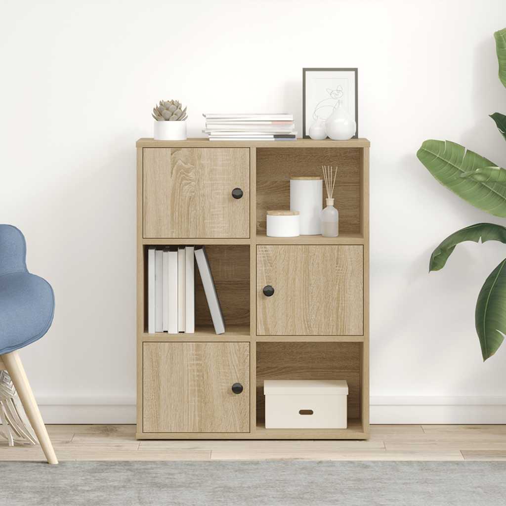 Modern Wooden Bookcase With Closed & Open Storage Compartments Wood Book Cabinet