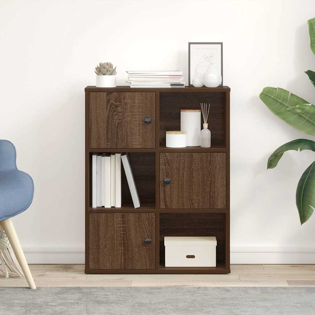 Modern Wooden Bookcase With Closed & Open Storage Compartments Wood Book Cabinet