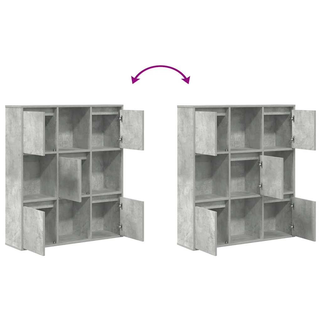 Bookcase Concrete Grey 89x24x101.5 cm Engineered Wood