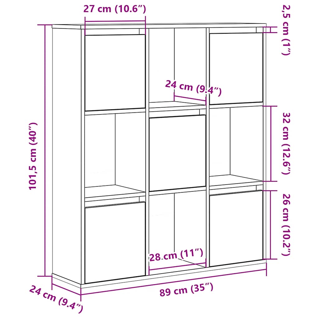 Bookcase Concrete Grey 89x24x101.5 cm Engineered Wood