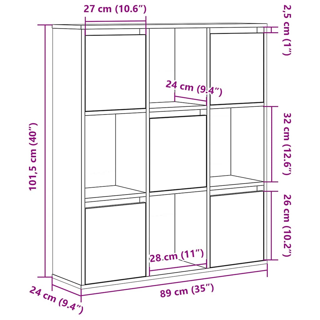 Bookcase Old Wood 89x24x101.5 cm Engineered Wood