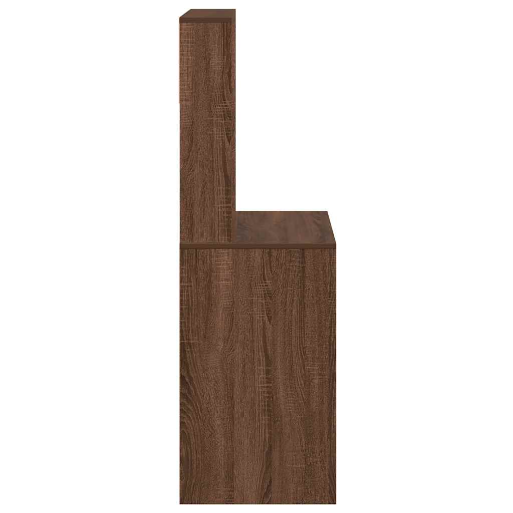 Desk with Shelves Brown Oak 100x45x140 cm Engineered Wood