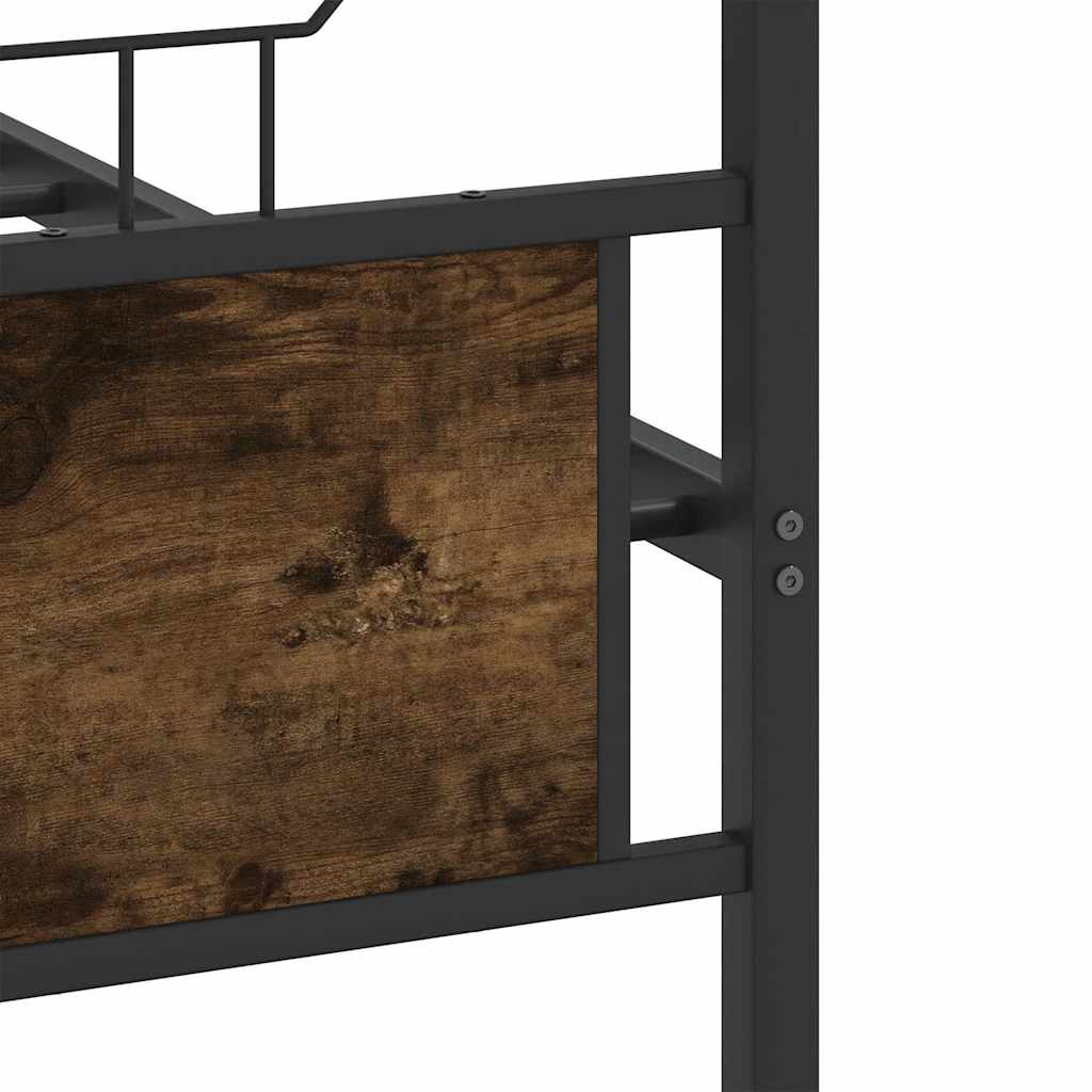 Metal Bed Frame without Mattress Smoked Oak 180x200 cm Super King