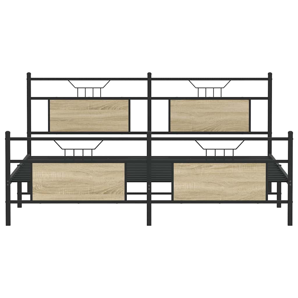 Metal Bed Frame without Mattress Sonoma Oak 160x200 cm