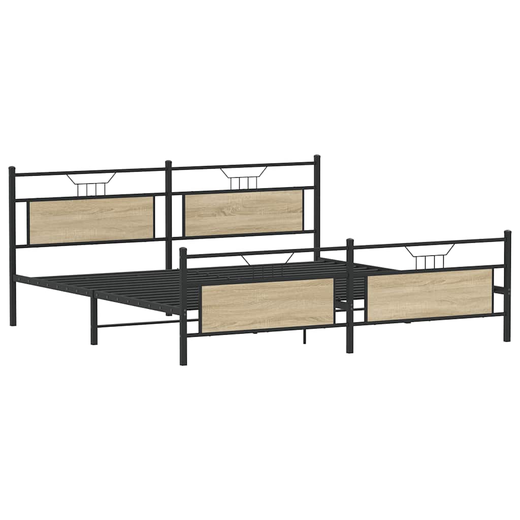 Metal Bed Frame without Mattress Sonoma Oak 193x203 cm