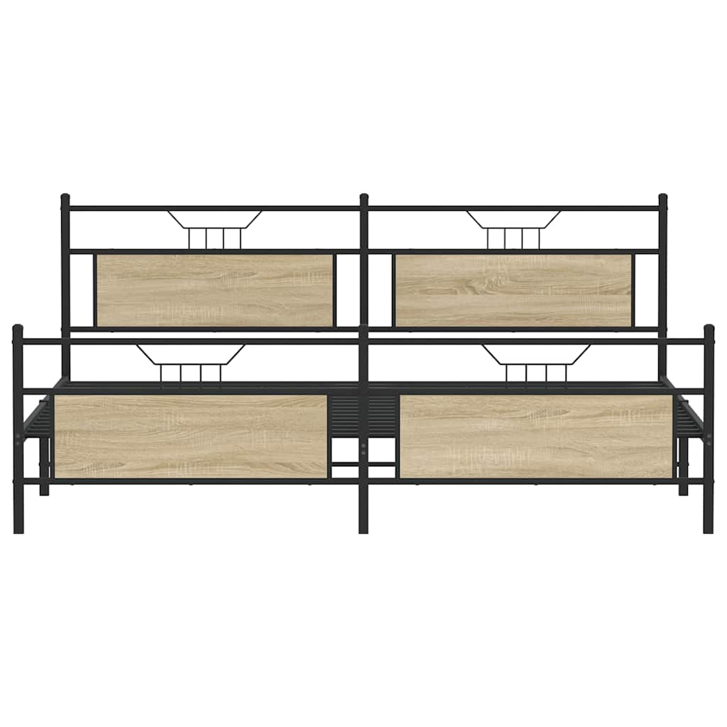 Metal Bed Frame without Mattress Sonoma Oak 193x203 cm