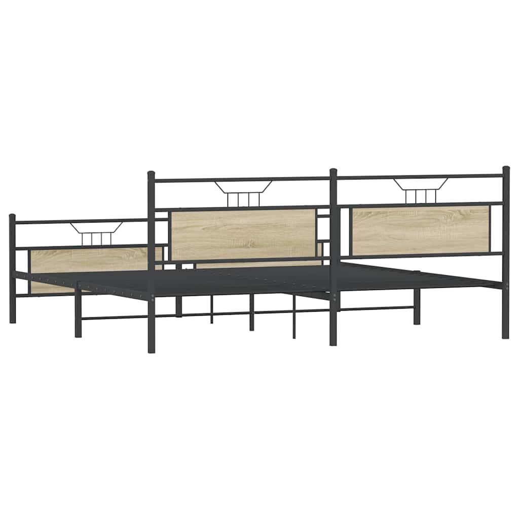 Metal Bed Frame without Mattress Sonoma Oak 193x203 cm
