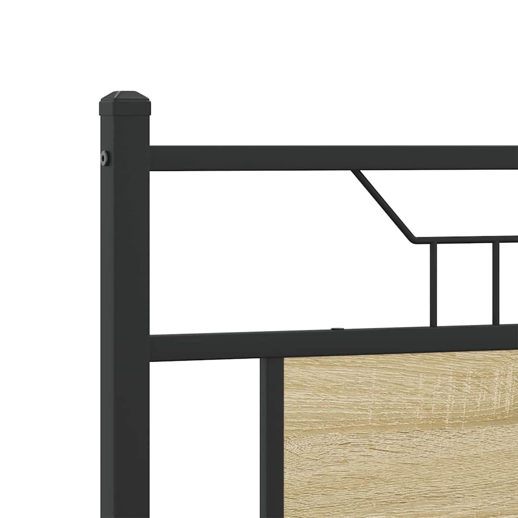 Metal Bed Frame without Mattress Sonoma Oak 193x203 cm