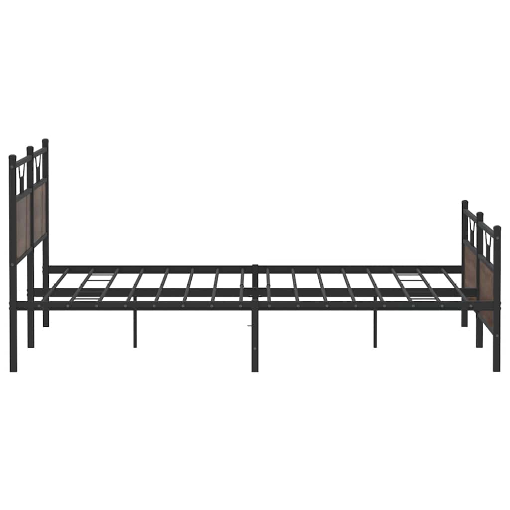 Metal Bed Frame without Mattress Brown Oak 193x203 cm