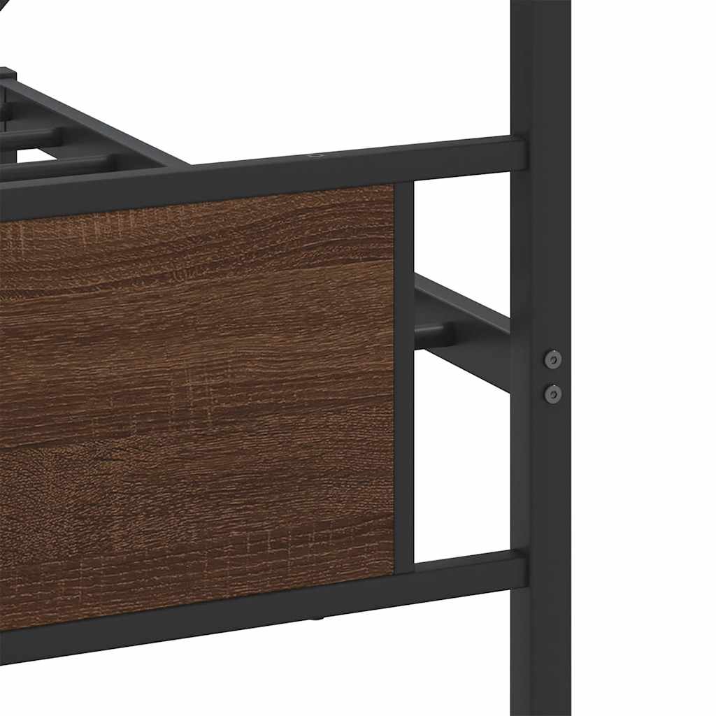 Metal Bed Frame without Mattress Brown Oak 193x203 cm