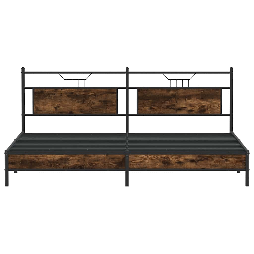Metal Bed Frame without Mattress Smoked Oak 193x203 cm