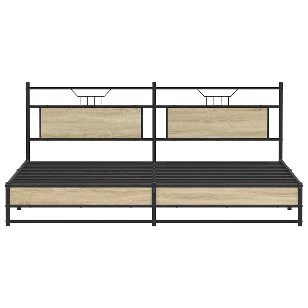 Metal Bed Frame without Mattress Sonoma Oak 193x203 cm