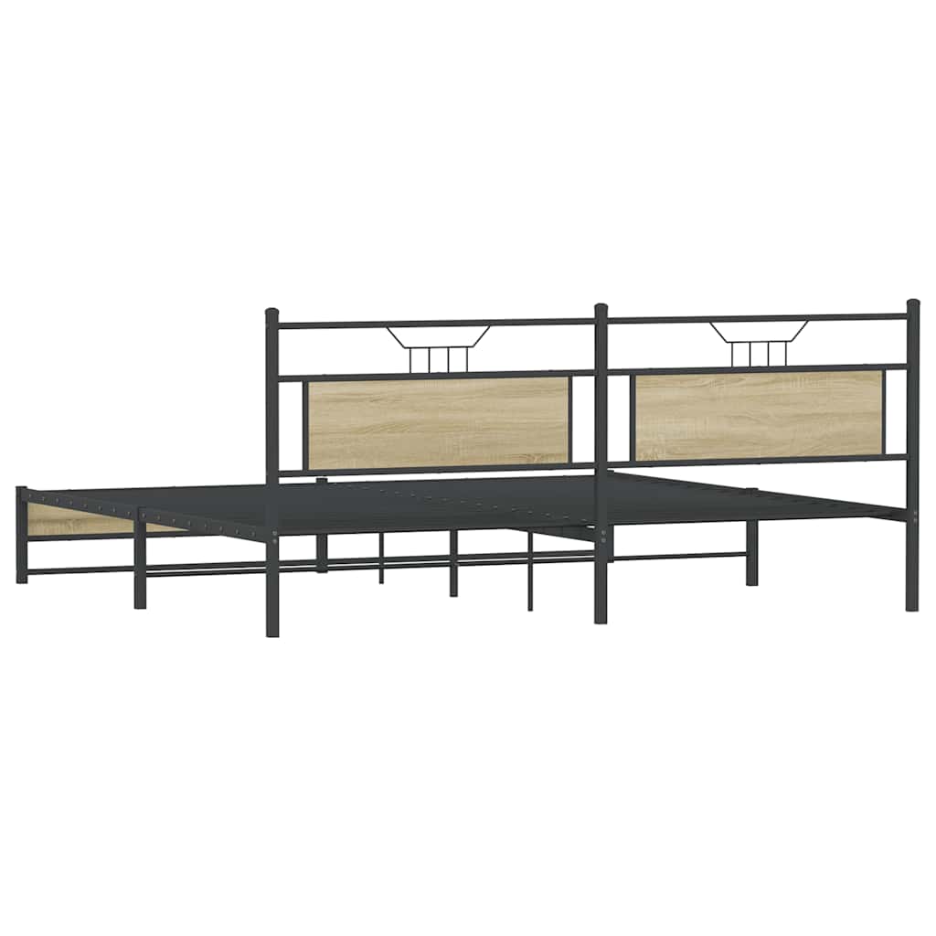 Metal Bed Frame without Mattress Sonoma Oak 193x203 cm