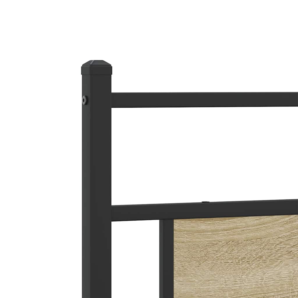 Metal Bed Frame without Mattress Sonoma Oak 193x203 cm