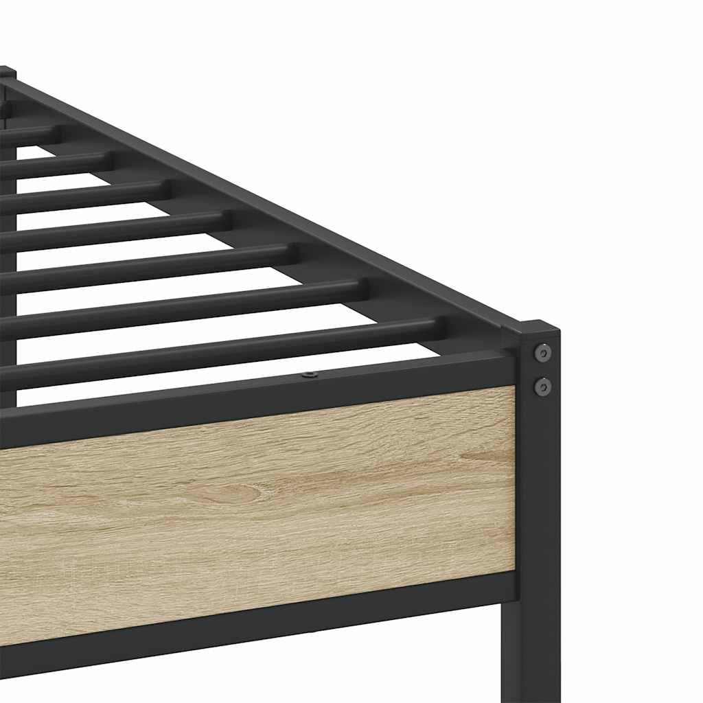 Metal Bed Frame without Mattress Sonoma Oak 193x203 cm