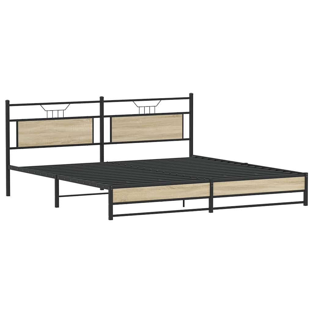 Metal Bed Frame without Mattress Sonoma Oak 200x200 cm