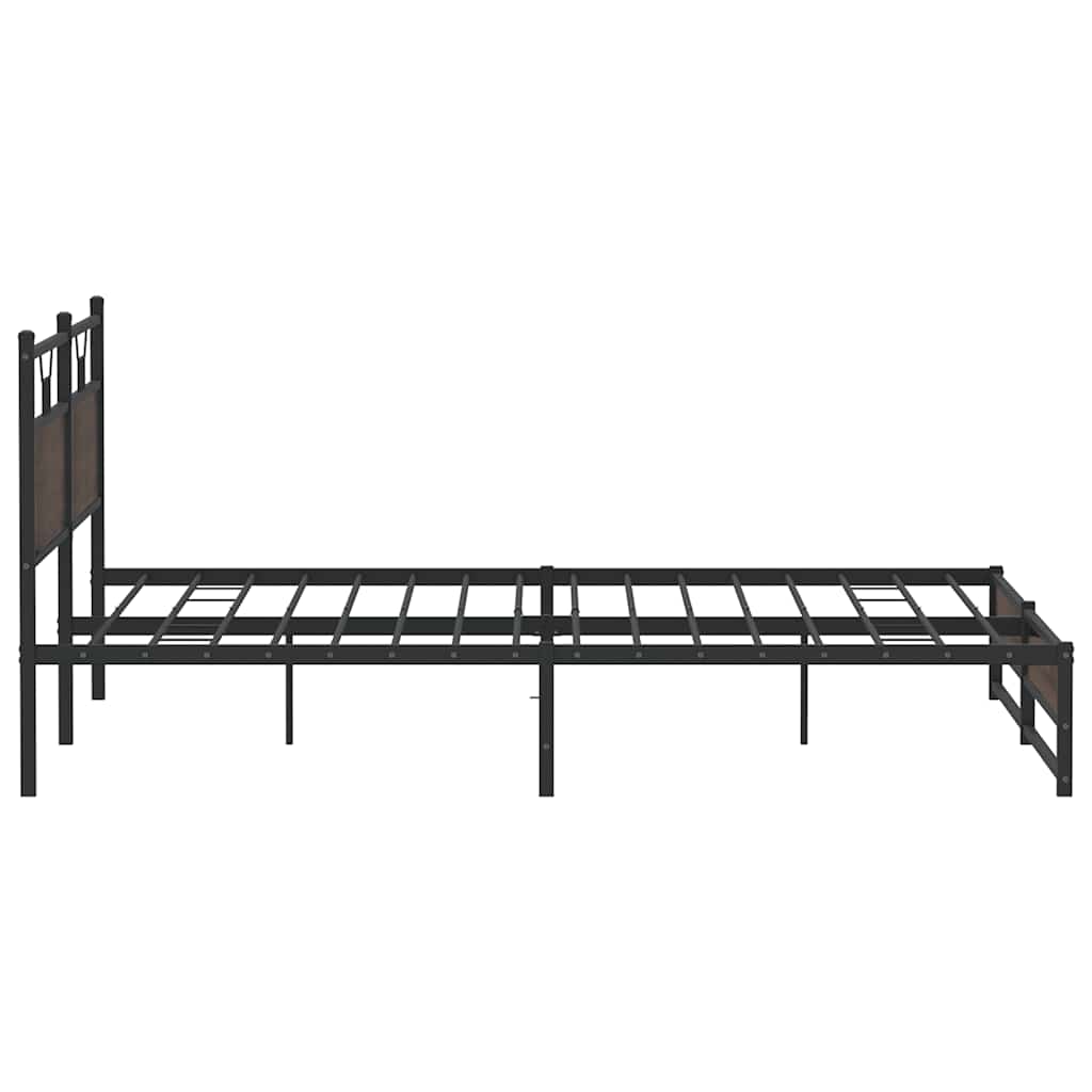 Metal Bed Frame without Mattress Brown Oak 193x203 cm