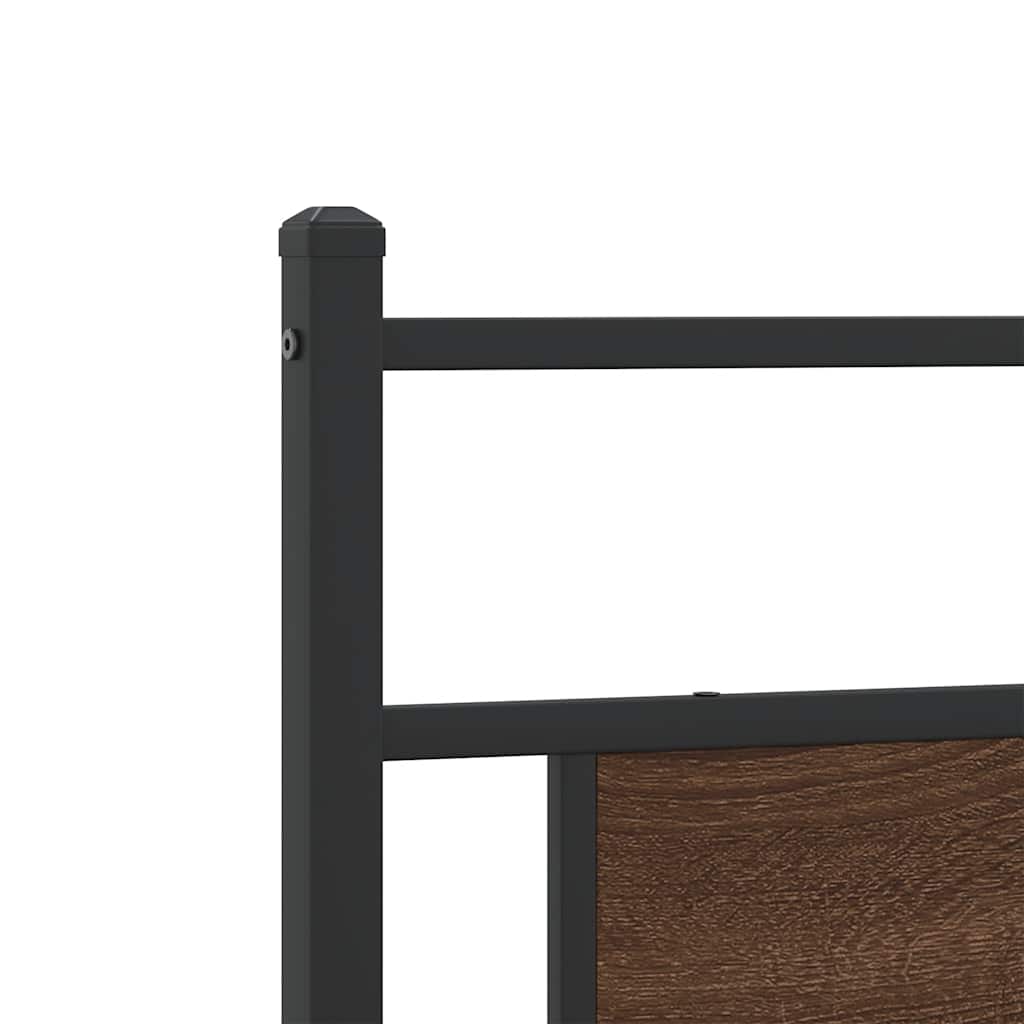 Metal Bed Frame without Mattress Brown Oak 193x203 cm