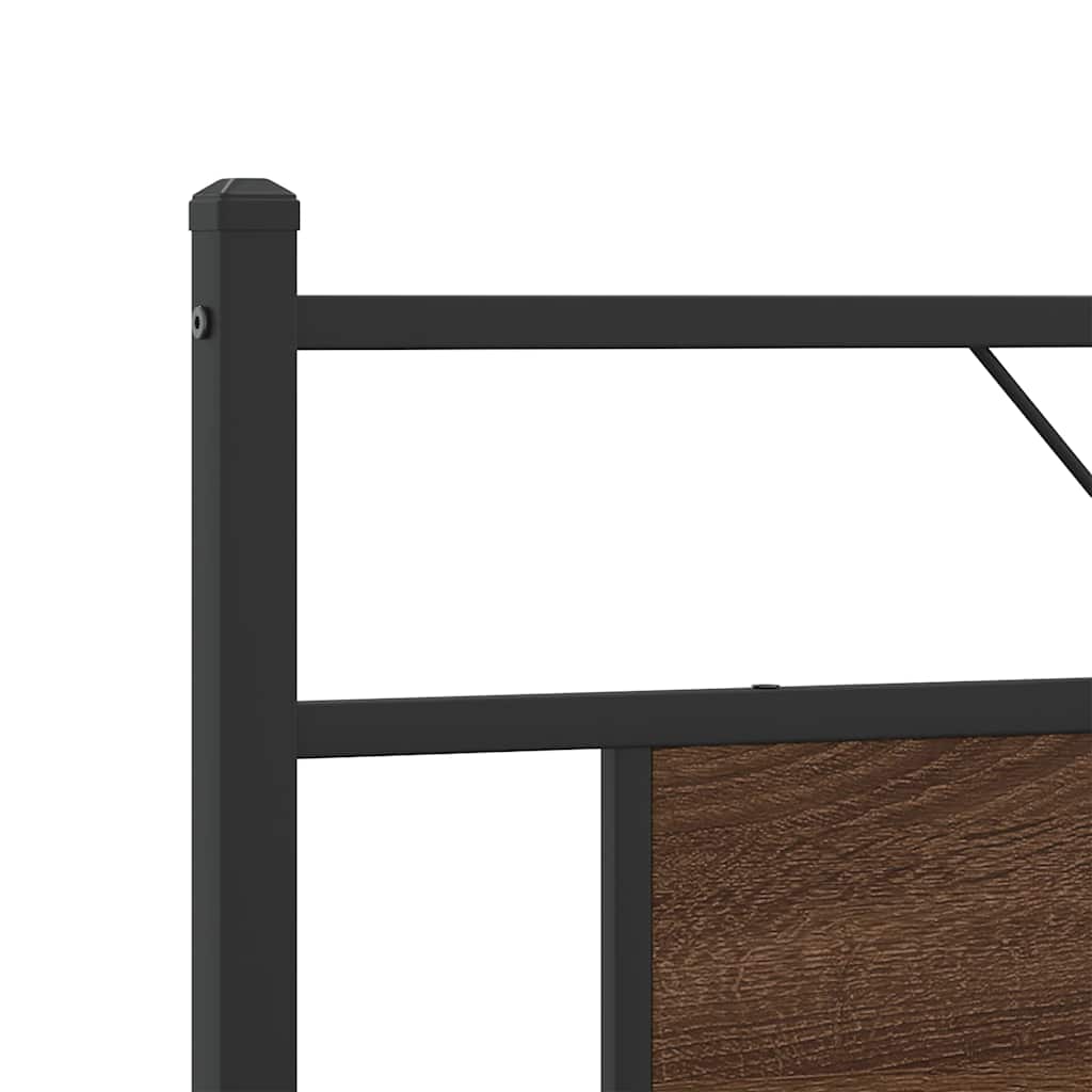 Metal Bed Frame without Mattress Brown Oak 180x200 cm Super King