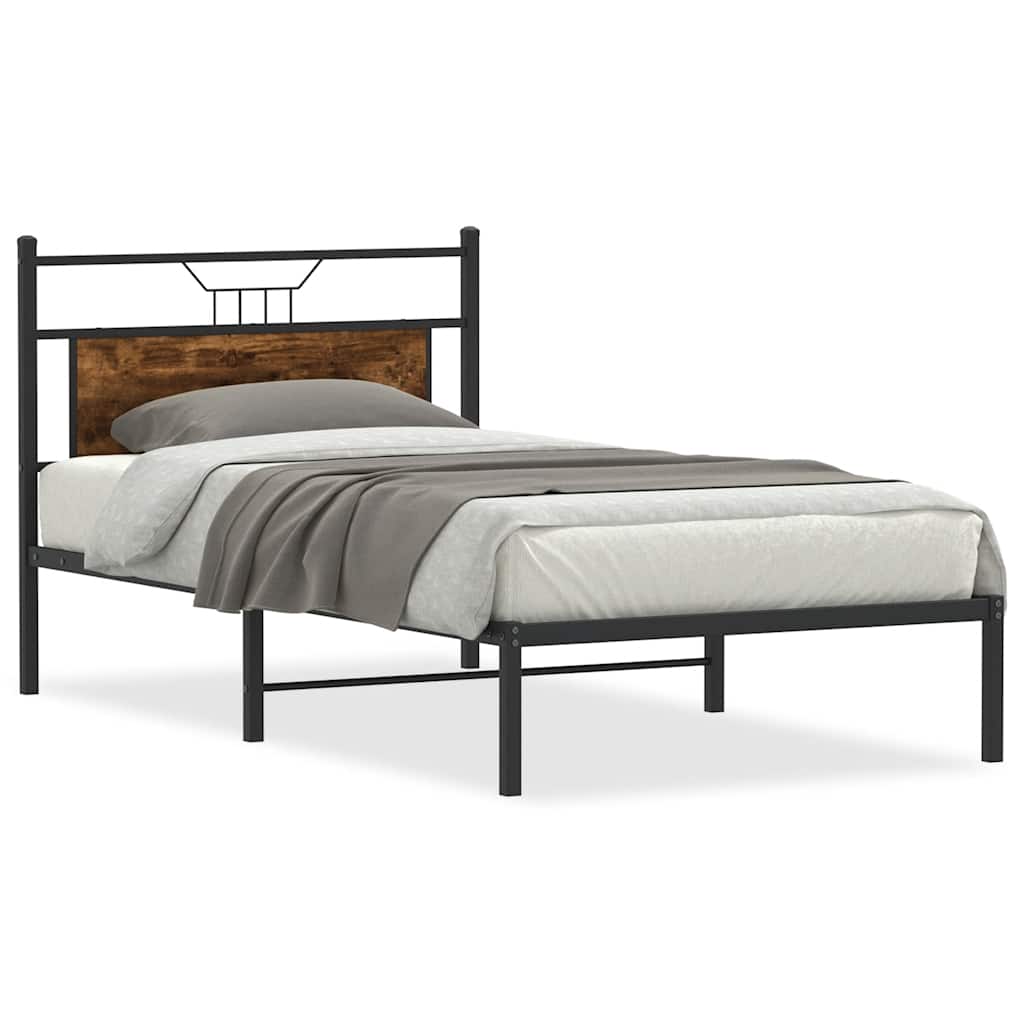 Bed Frame without Mattress Smoked Oak 100x200 cm Engineered Wood