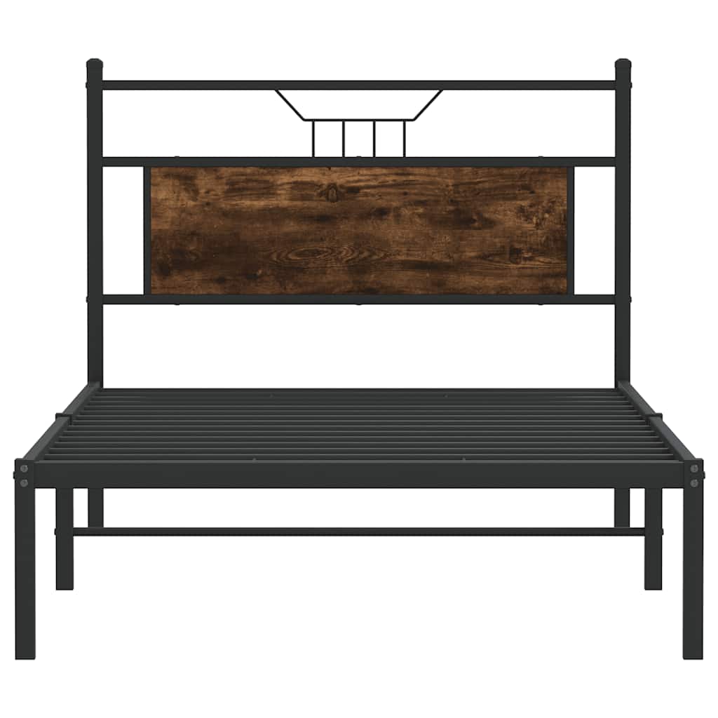 Bed Frame without Mattress Smoked Oak 100x200 cm Engineered Wood