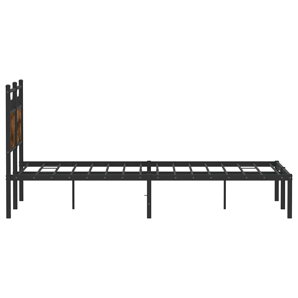 Bed Frame without Mattress Smoked Oak 120x190 cm Small Double Engineered Wood