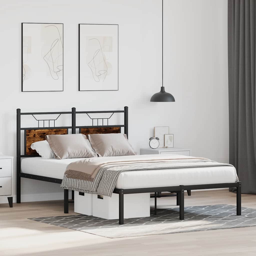 Bed Frame without Mattress Smoked Oak 120x200 cm Engineered Wood