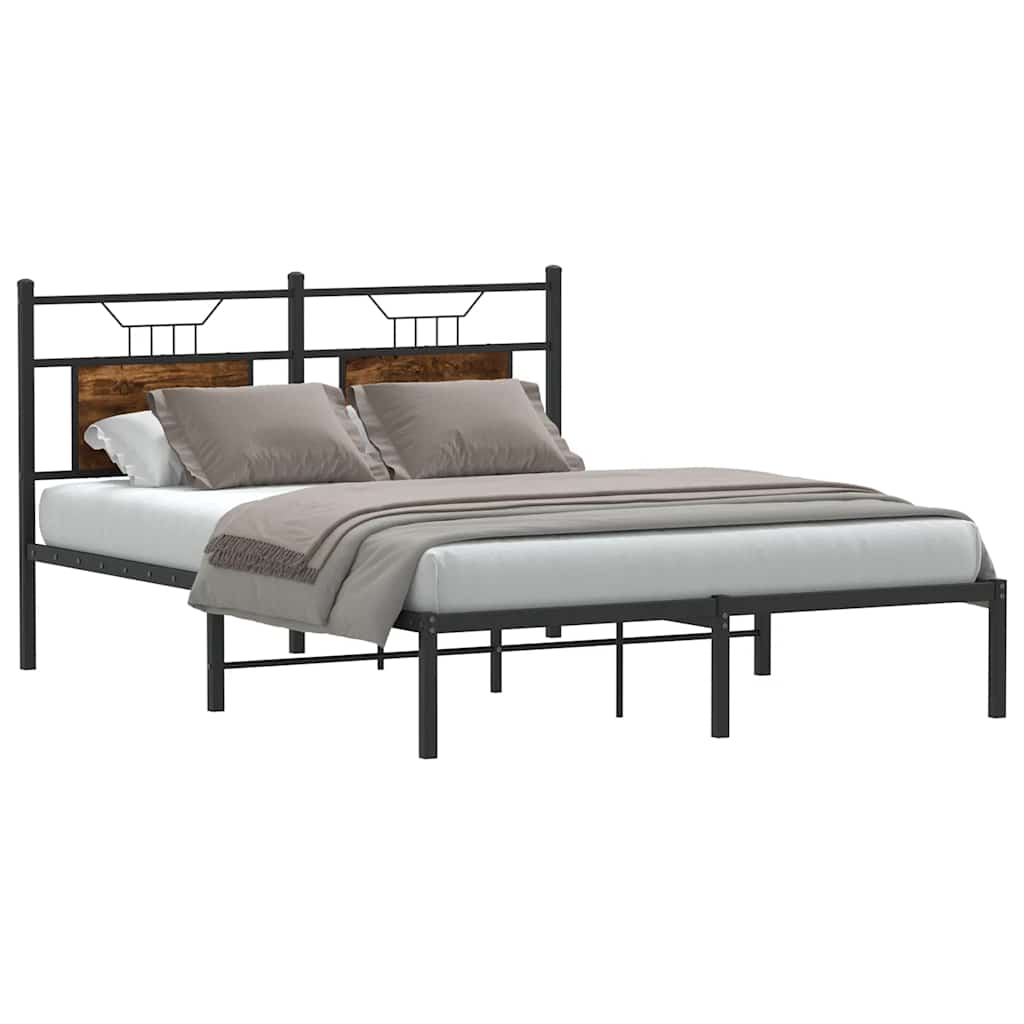 Bed Frame without Mattress Smoked Oak 137x190 cm Engineered Wood